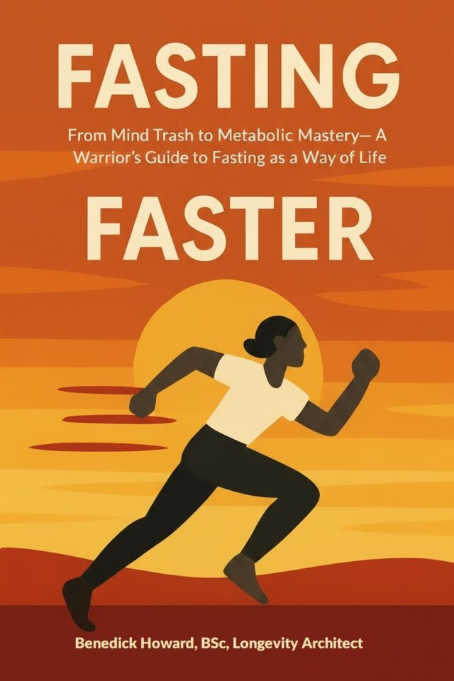 Fasting Faster book cover: runner at sunset, guide to fasting and metabolic mastery