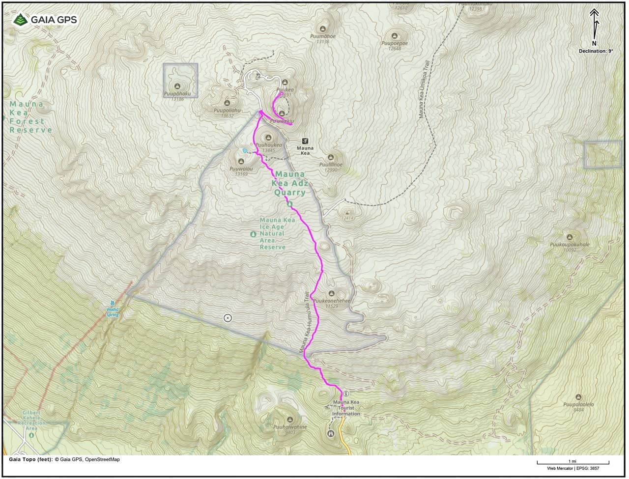 Hiking the Humu’ula Trail Mauna Kea summit trail map